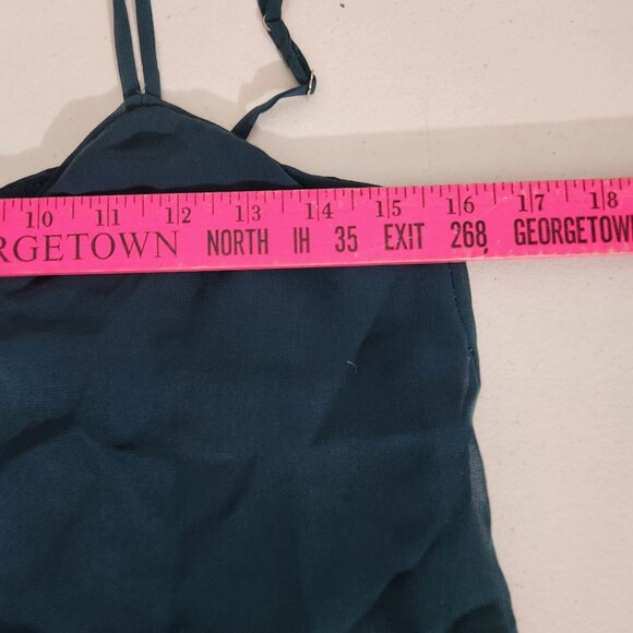 White House Black Market Tank Top XS Petite Teal Pleated Whimsigoth Coquette - Picture 9 of 14